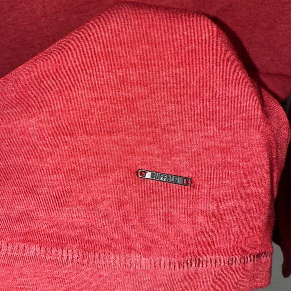 Buffalo David Bitton Men's Kaduk Long-Sleeve Burnout Henley Top, red XL - Picture 5 of 7